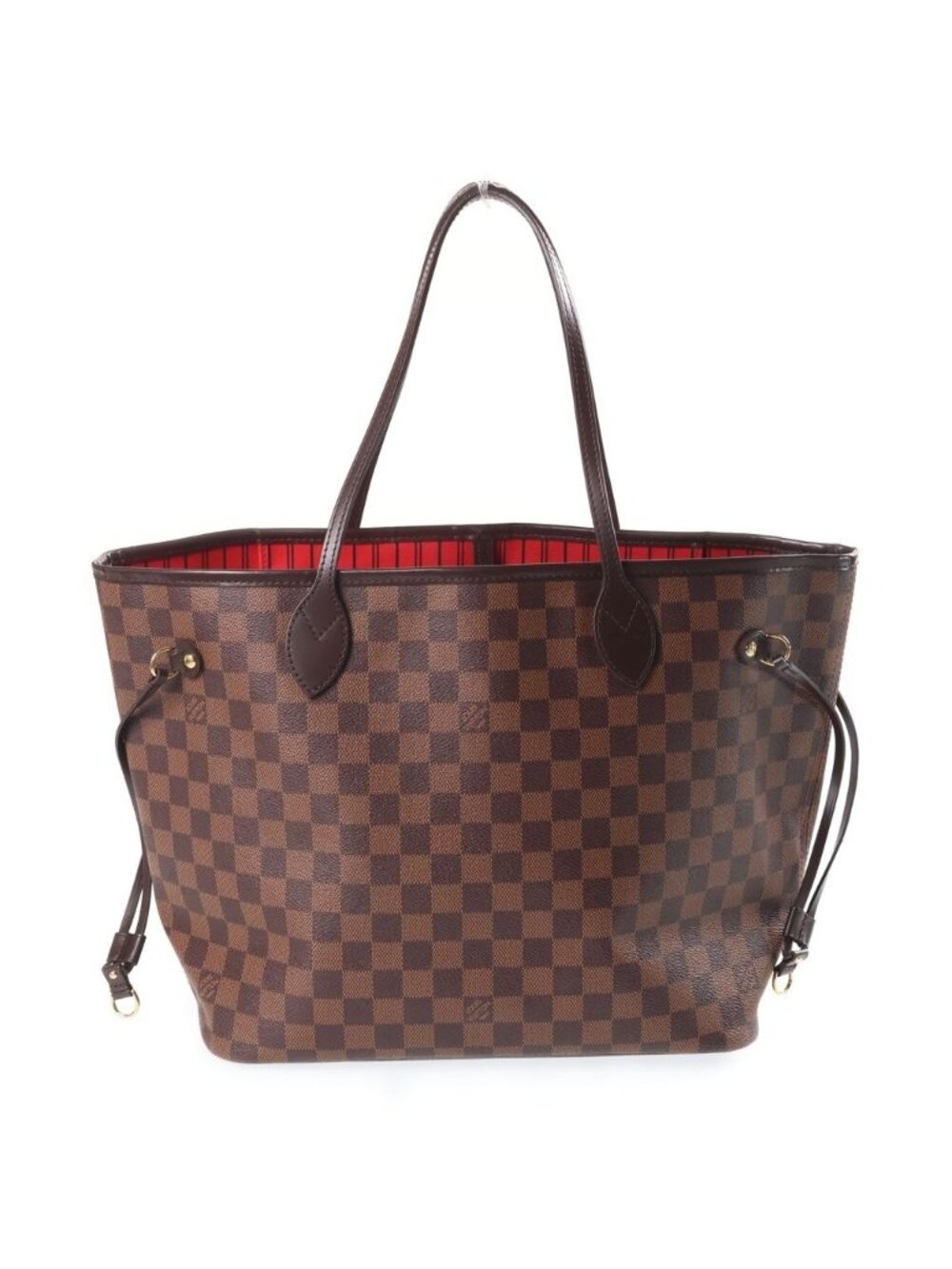 Louis Vuitton Damier Neverfull MM Tote Bag Brown Leather
